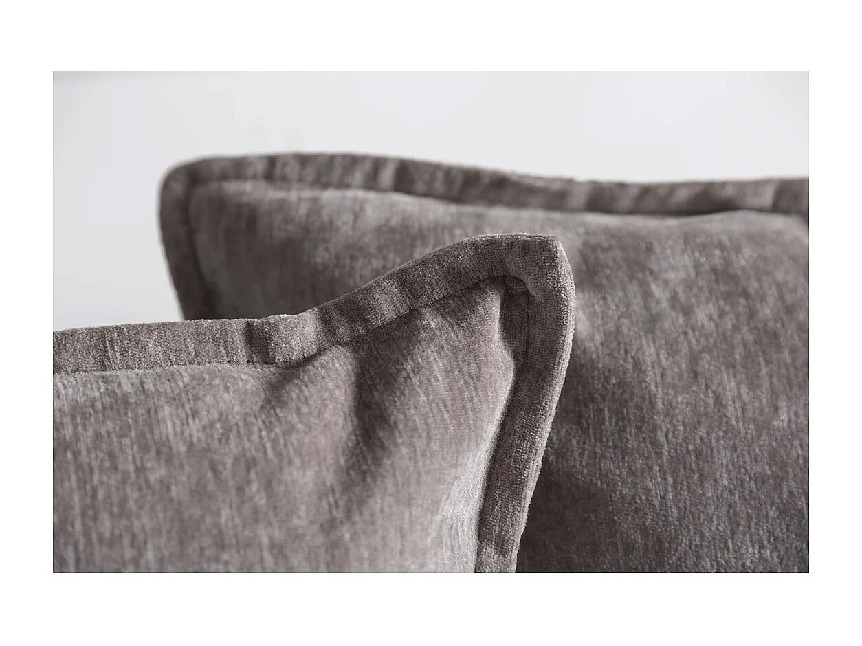 Canapé d'angle KALIA – Velours gris taupe – 4 places – Angle à droit – contemporain