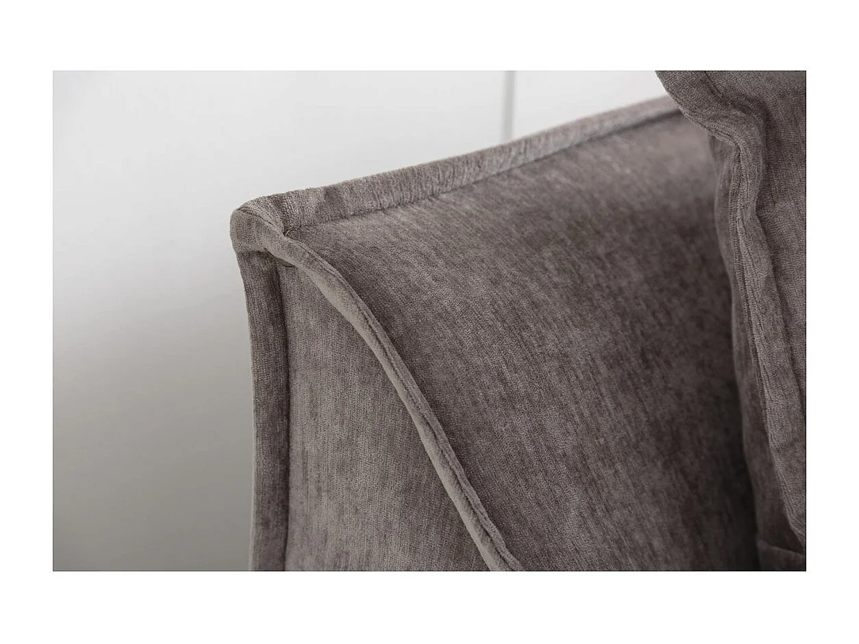 Canapé d'angle KALIA – Velours gris taupe – 4 places – Angle à droit – contemporain