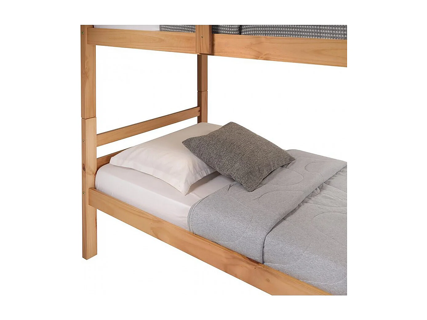 Lit enfant superposé en pin massif couleur chêne - Longueur 199 x Hauteur 154 x Profondeur 104 cm