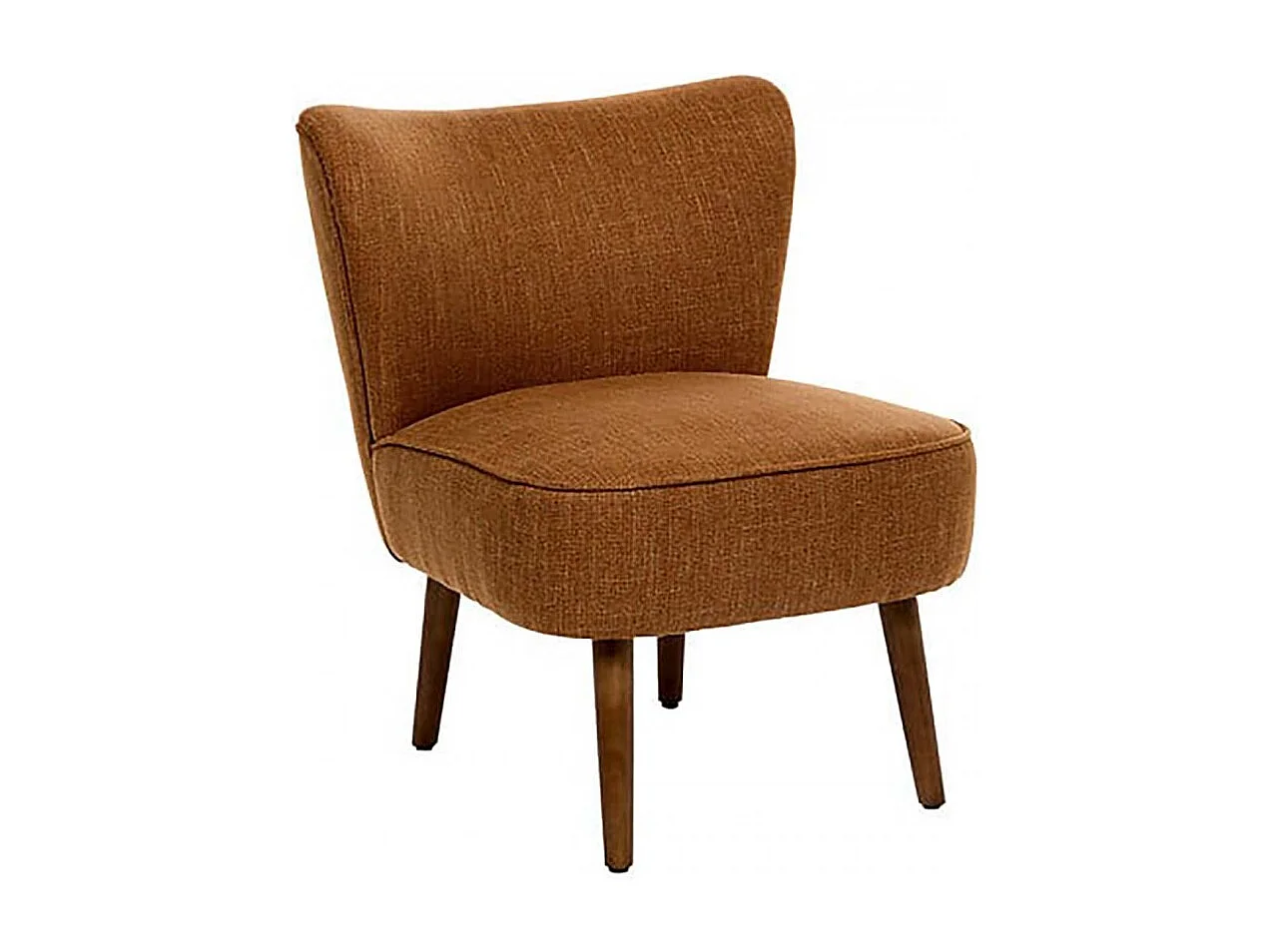 Fauteuil de salon crapaud scandinave avec pieds en bois, coloris ambre- Longueur 57 x Profondeur 69 x Hauteur 72,5 cm