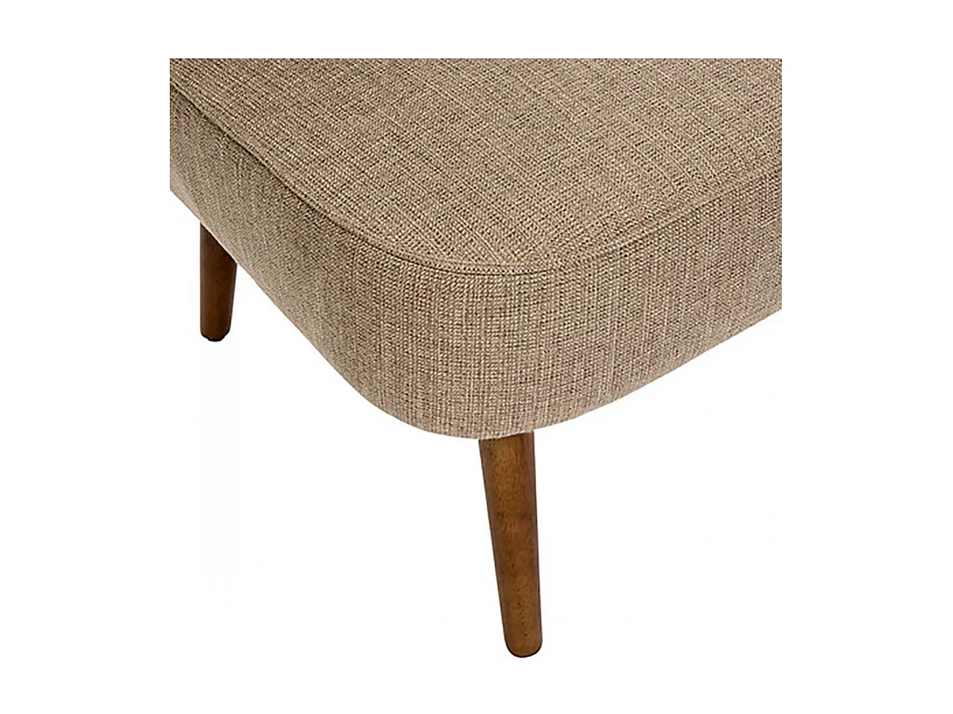 Fauteuil de salon crapaud scandinave avec pieds en bois, coloris beige - Longueur 57 x Profondeur 69 x Hauteur 72,5 cm