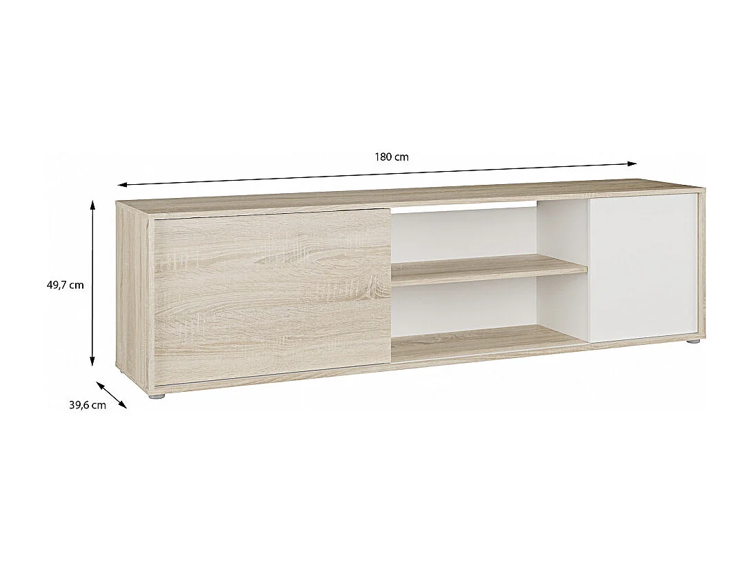 Mueble de Television Match en acabado roble sonoma y blaco mueble de salón 180 cm