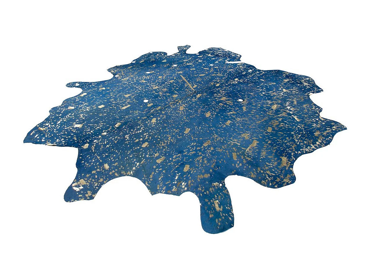 Tapis Peau de Vache "Glam" Bleu & Or Entre 2 et 2,6 m2