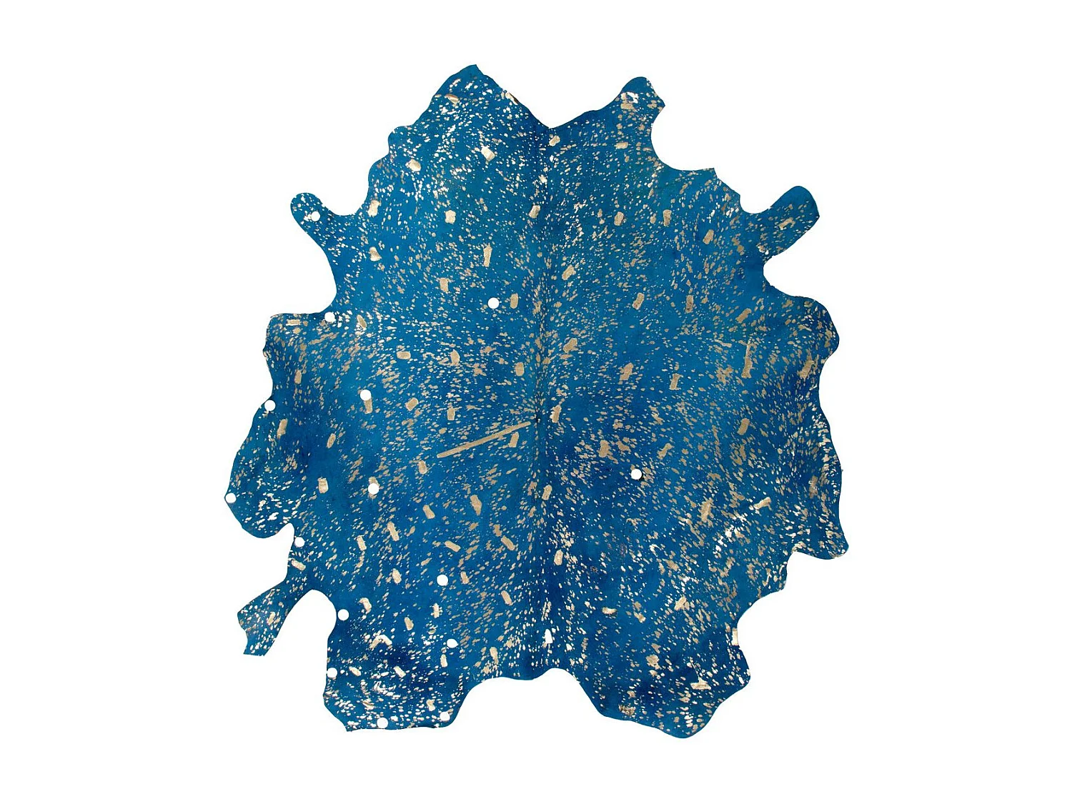 Tapis Peau de Vache "Glam" Bleu & Or Entre 1,35 et 1,65 m2