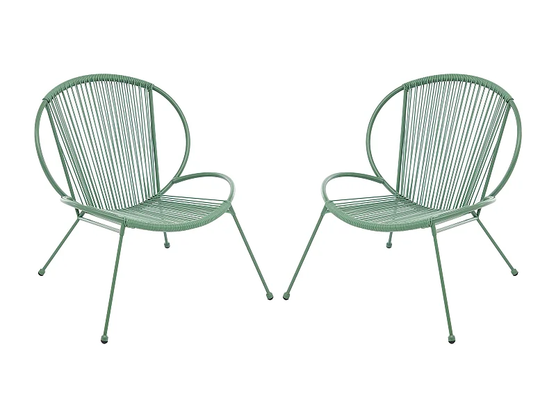 Lot de 2 fauteuils de jardin en métal et résine tressée - Kaki - NIKAO de MYLIA