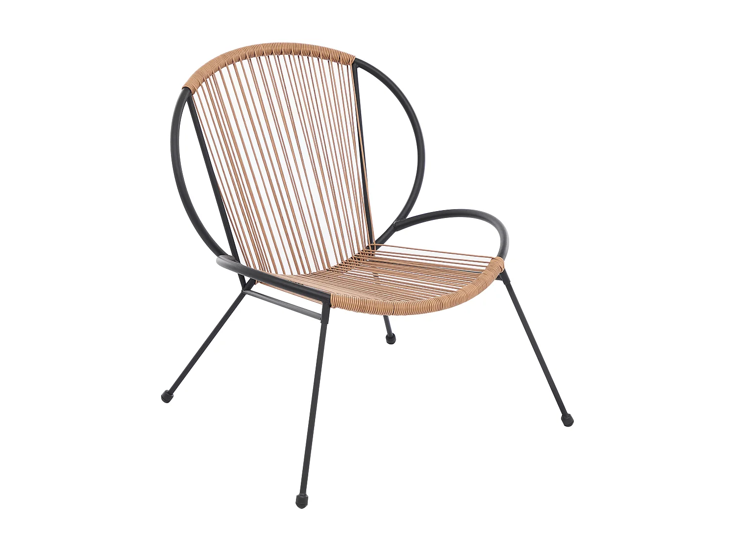 Lot de 2 fauteuils de jardin en métal et résine tressée - Noir et naturel clair - NIKAO de MYLIA