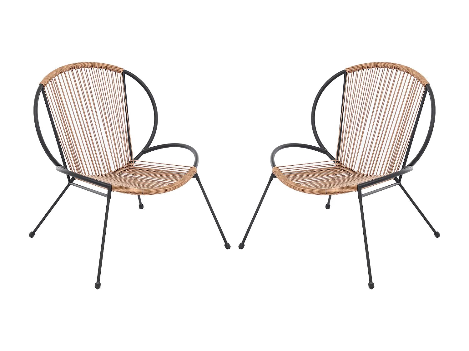Lot de 2 fauteuils de jardin en métal et résine tressée - Noir et naturel clair - NIKAO de MYLIA