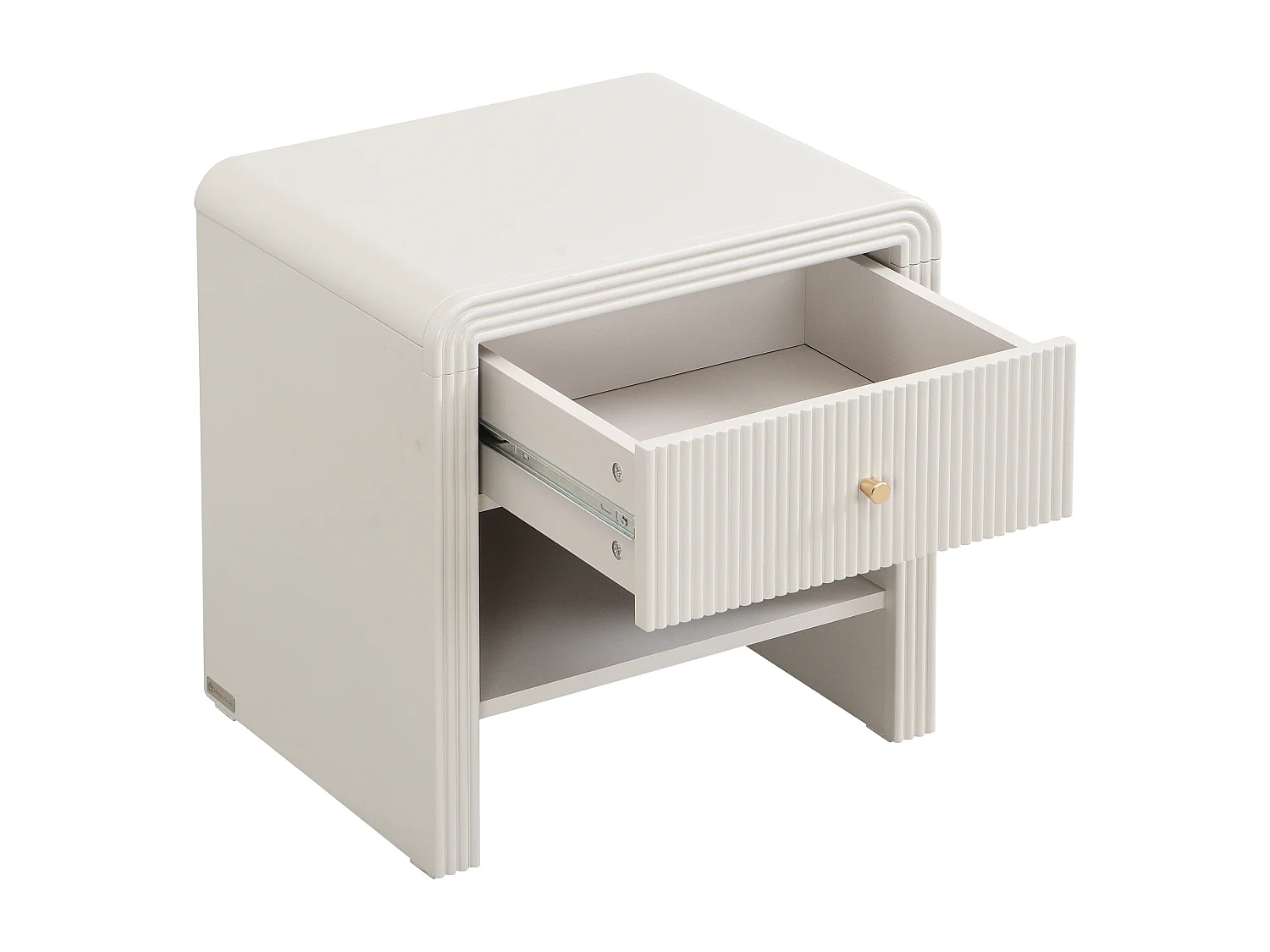 Lot de 2 tables de chevet avec 1 tiroir et 1 niche - MDF - Beige et doré - MIRENALO