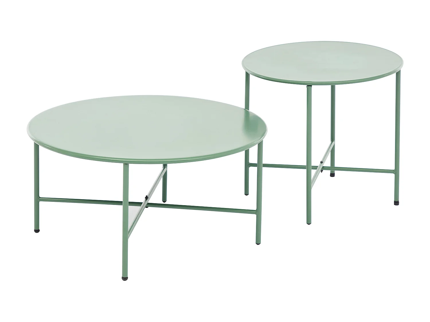 Salon de jardin en métal et résine tressée : 2 fauteuils, 1 banc et 2 tables basses - Kaki - NIKAO de MYLIA