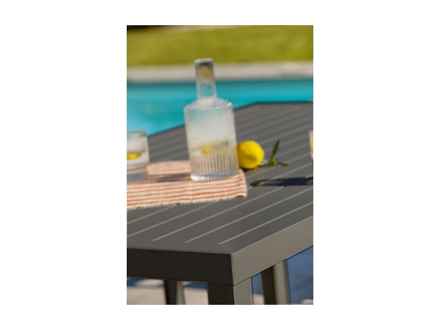 Ensemble Repas de jardin 7 Places "Cayenne" 180cm Gris Anthracite