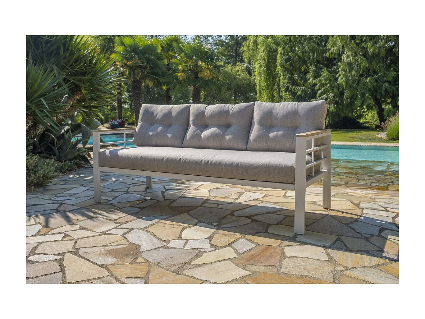 Ensemble Repas de jardin 7 Places "Cayenne" 180cm Blanc