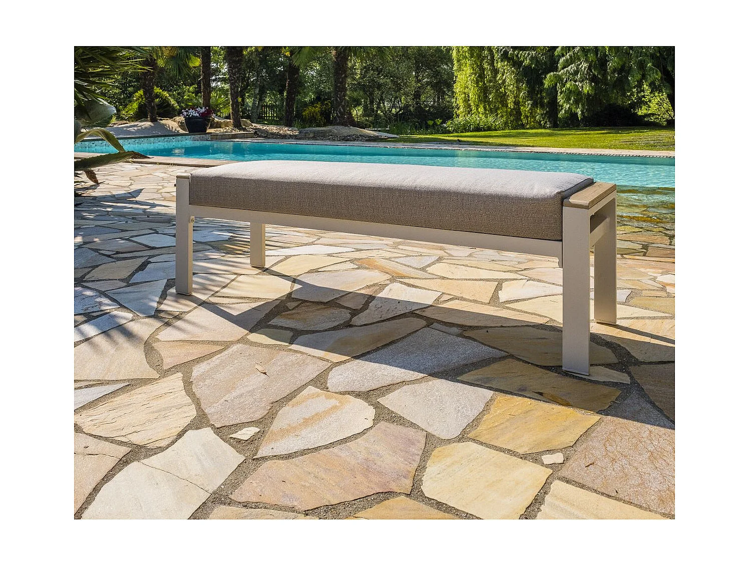 Ensemble Repas de jardin 7 Places "Cayenne" 180cm Blanc