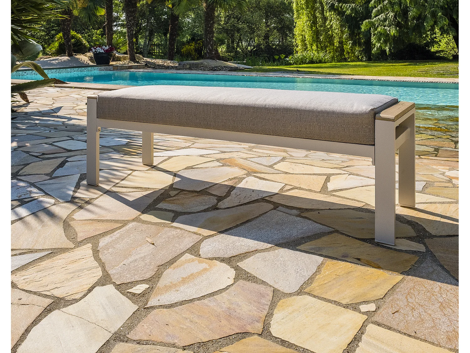 Ensemble Repas de jardin 7 Places "Cayenne" 180cm Blanc