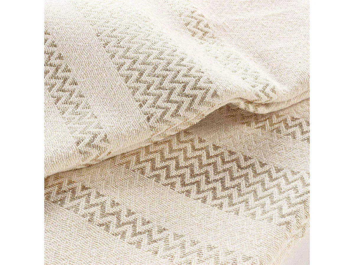 Plaid à Franges Jacquard "Doreline" 125x150cm Beige