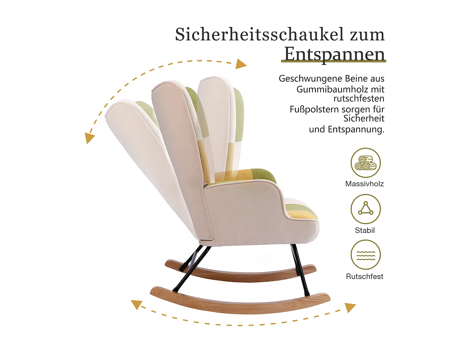 HOMEMIYN Schommelstoel - Fluweelzacht Comfort en Natuurhouten Structuur