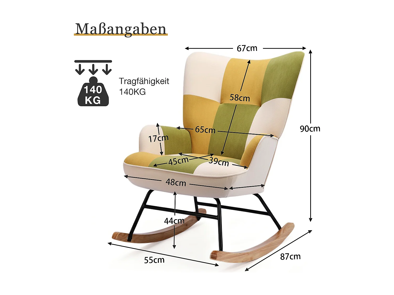 HOMEMIYN Schommelstoel - Fluweelzacht Comfort en Natuurhouten Structuur
