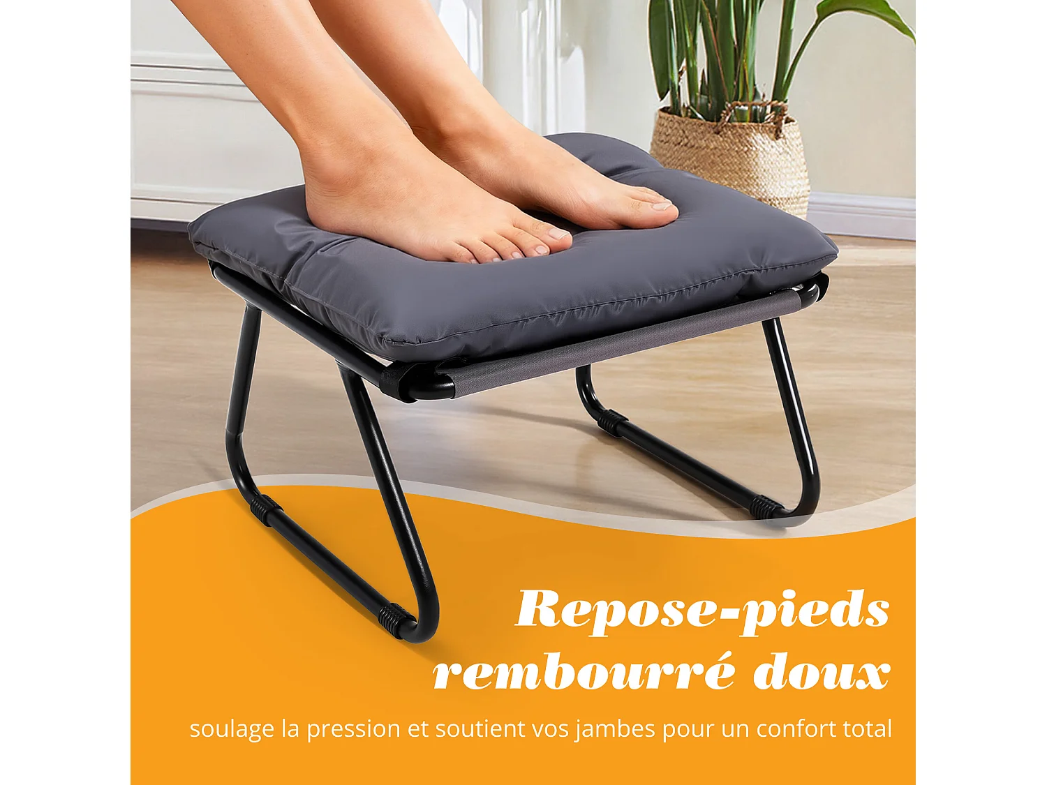 Fauteuil salon relax, transat jardin réversible, chaise longue balcon acier, 2 places avec repose-pieds, Gris