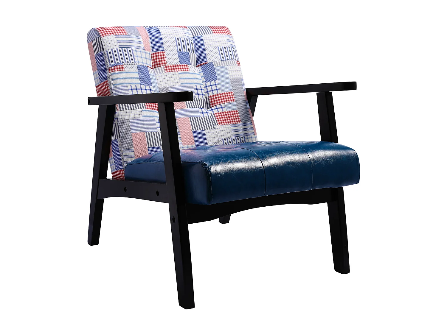 Fauteuil rétro en bois, fauteuil de salon, fauteuil rembourré avec accoudoirs, fauteuil rétro avec cadre en bois de style médiéval, chaise design en simili cuir et