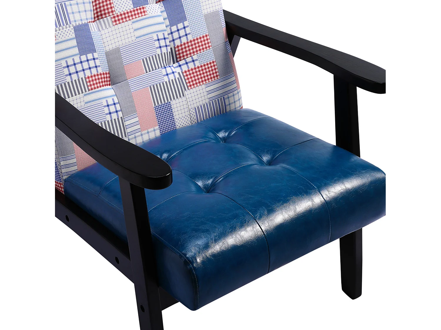 Fauteuil rétro en bois, fauteuil de salon, fauteuil rembourré avec accoudoirs, fauteuil rétro avec cadre en bois de style médiéval, chaise design en simili cuir et