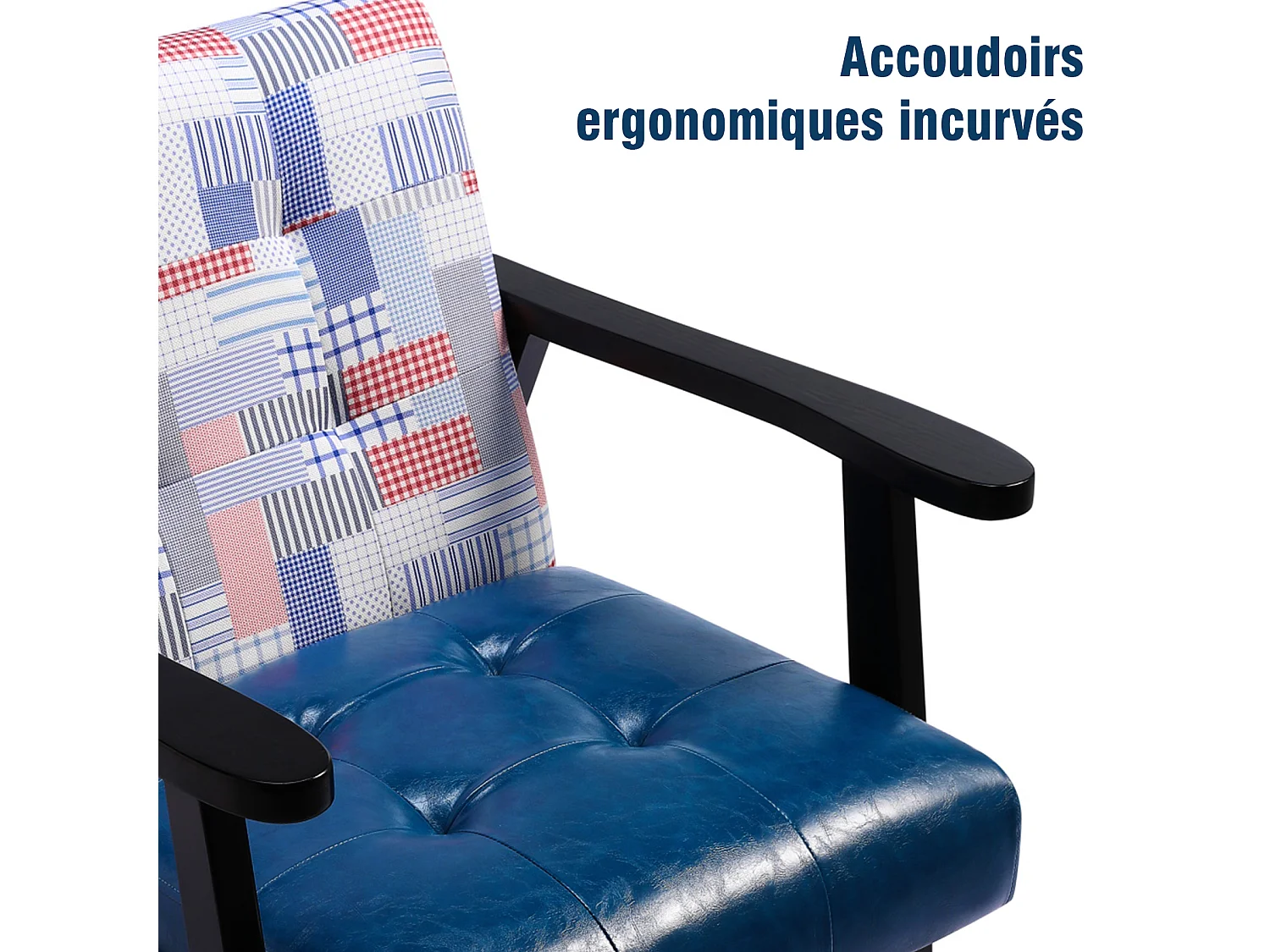 Fauteuil rétro en bois, fauteuil de salon, fauteuil rembourré avec accoudoirs, fauteuil rétro avec cadre en bois de style médiéval, chaise design en simili cuir et