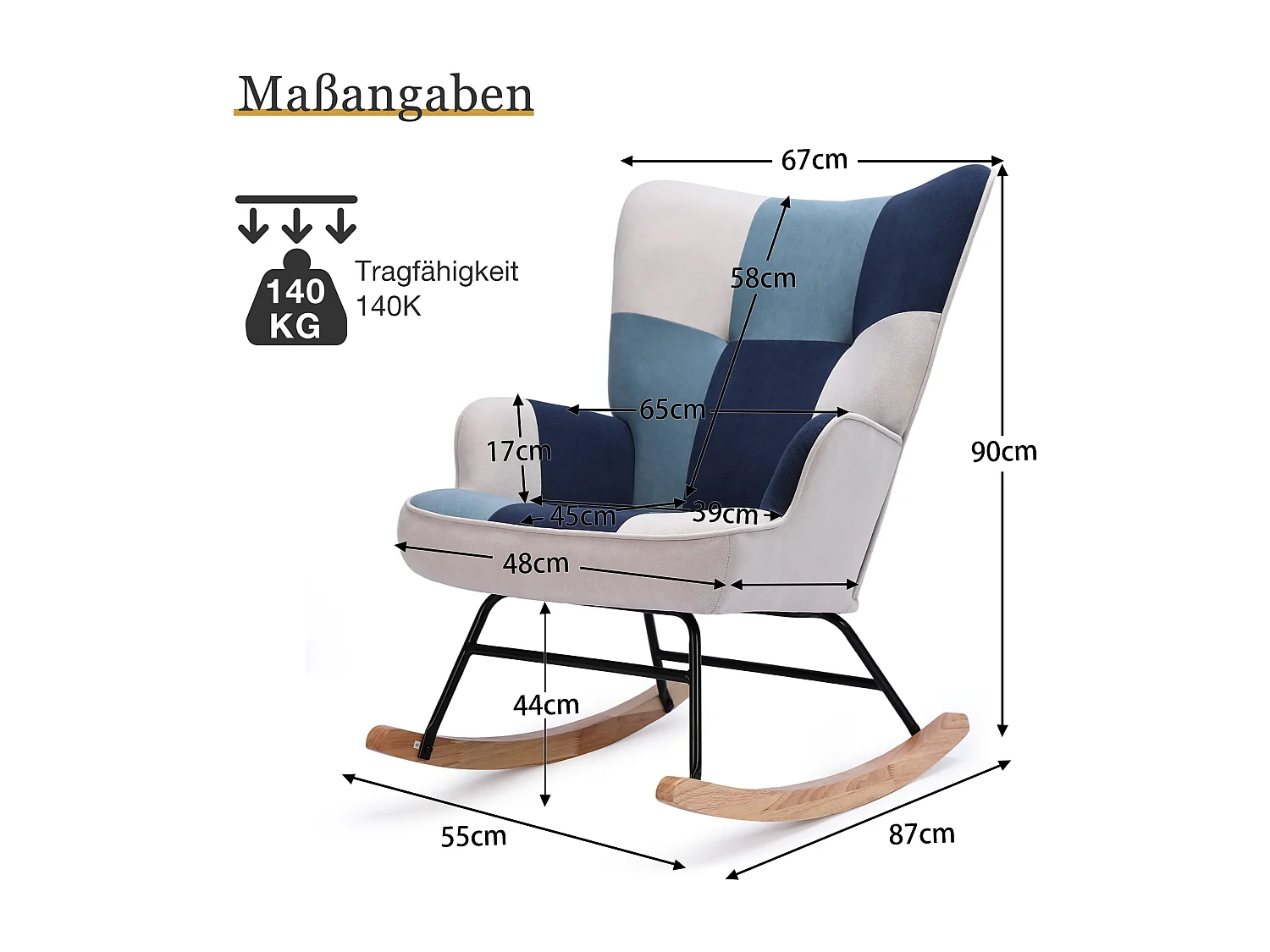 HOMEMIYN Schommelstoel - Fluweelzacht Comfort en Natuurhouten Structuur