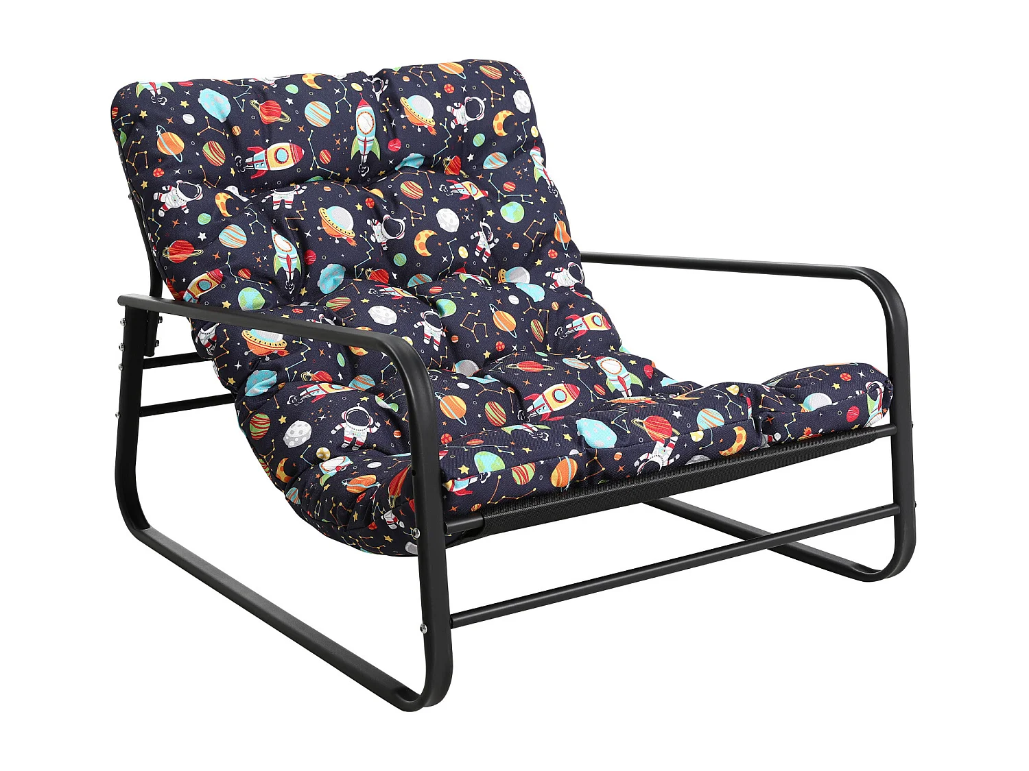 Fauteuil Relax 2 places réversible style transat, chaise longue en acier pour balcon avec motif étoilé