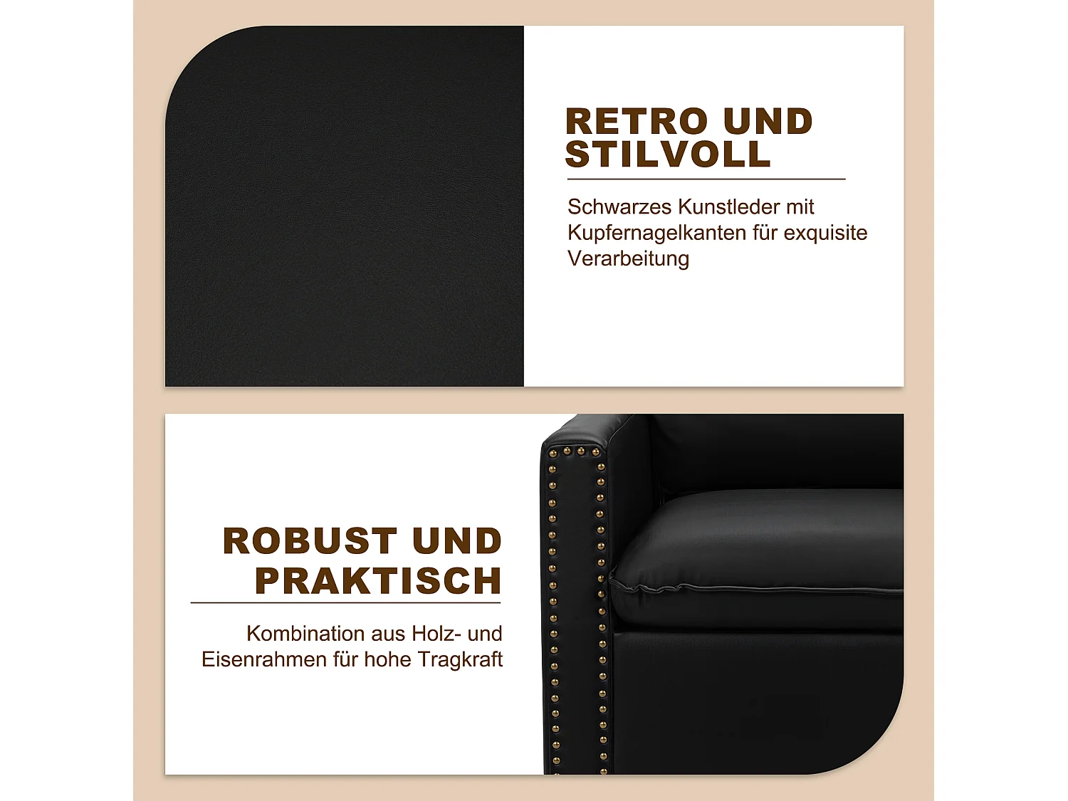 Fauteuil HomeMiYN Individuel Pivotant 360°, Relax Giratoire avec Appui-tête pour Salon, Chambre et Bureau, Grand et Confortable - Noir