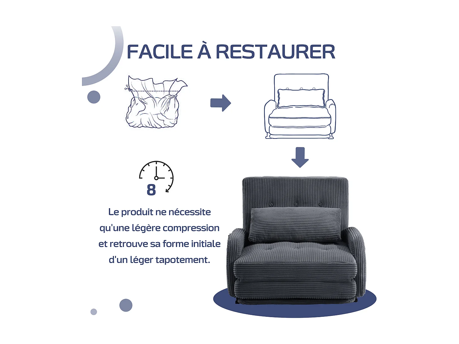 Canapé Modulable 4-en-1 en Cordon - Confort Salon, Relax et Lit Rapide pour un Intérieur Polyvalent