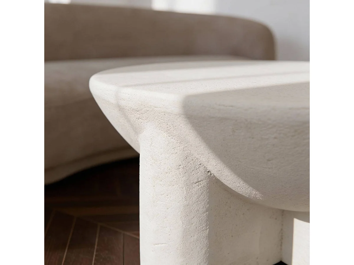 Table basse ronde en bois effet béton Danaé