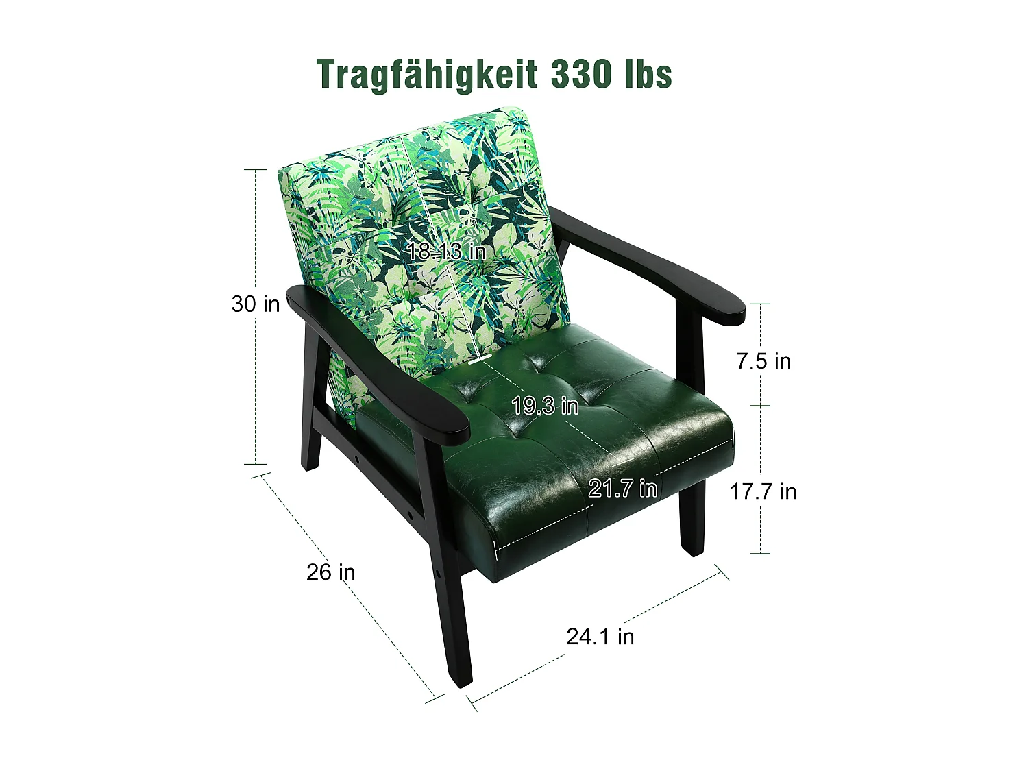 Fauteuil rétro en bois, fauteuil lounge pour le salon, fauteuil rembourré avec accoudoirs, chaise au design de cadre en bois du Moyen Âge en simili cuir et chêne, c