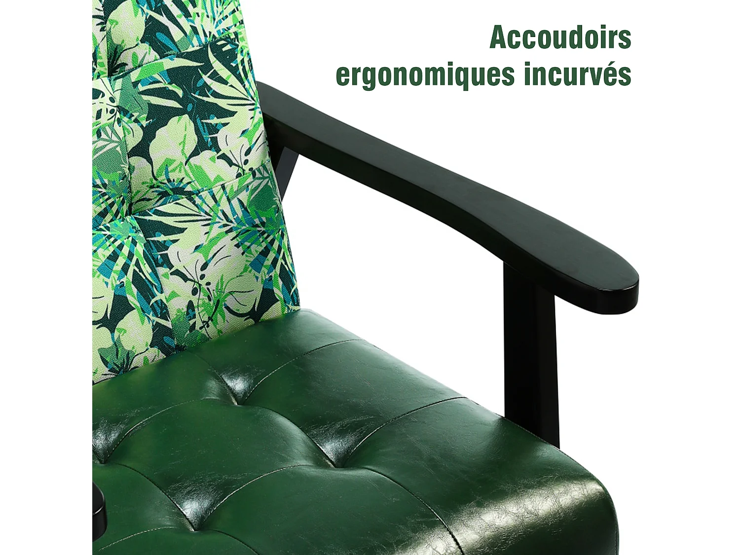 Fauteuil rétro en bois, fauteuil lounge pour le salon, fauteuil rembourré avec accoudoirs, chaise au design de cadre en bois du Moyen Âge en simili cuir et chêne, c