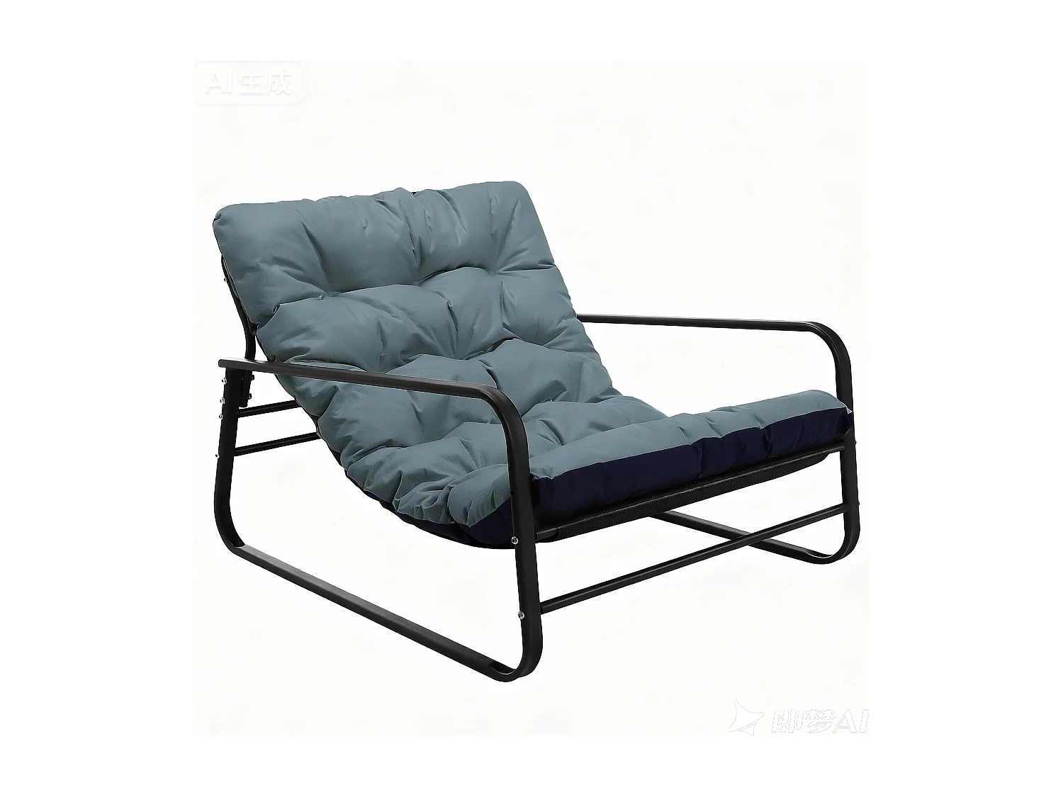 Fauteuil Relax 2 places réversible style transat, chaise longue en acier pour balcon avec bleu marine et bleu clair