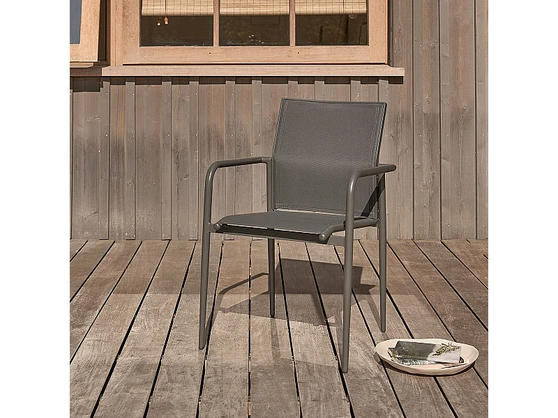 Fauteuil en aluminium et textilène gris