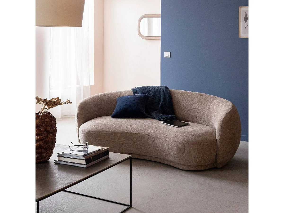 Canapé en tissu taupe chiné 3 places Maddy