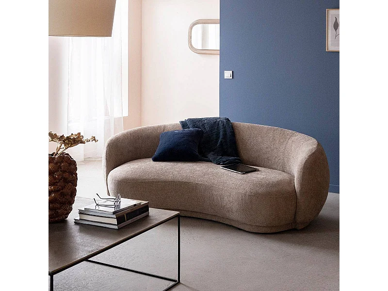 Canapé en tissu taupe chiné 3 places Maddy