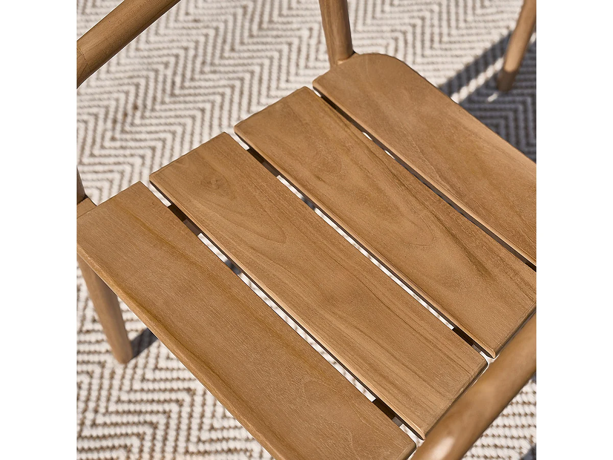 Poltrona da giardino in teak massello con cuscino grigio-beige