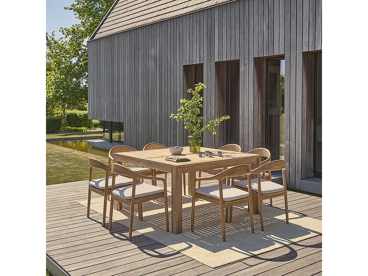 Fauteuil de jardin en teck massif avec coussin