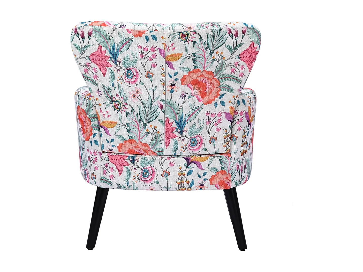 HomeMiYN Fauteuil, Oranje Bloem, Linnen look stof, Metalen frame, Houten poten, 76 x 62 x 73 cm