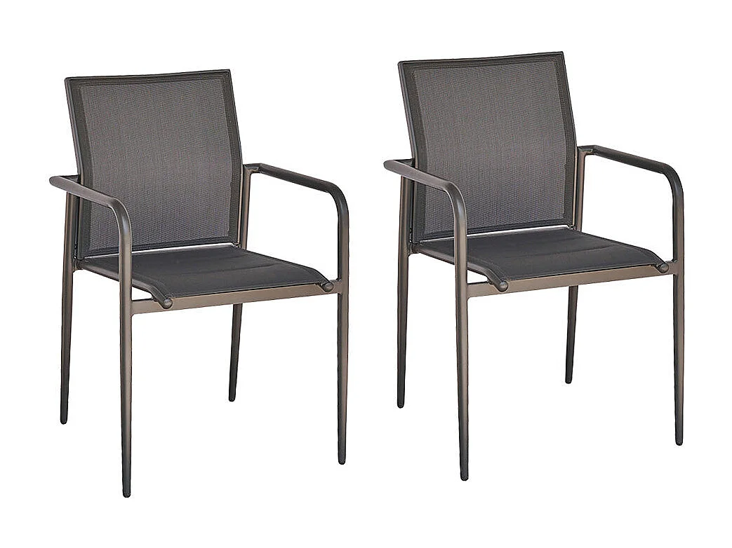 Set di 2 poltrone in alluminio e textilene grigio