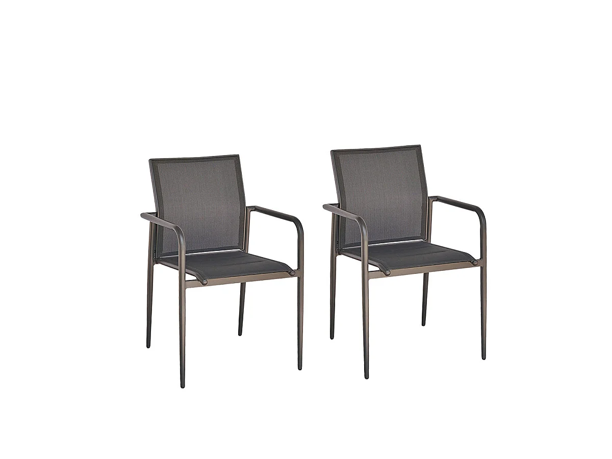Set di 2 poltrone in alluminio e textilene grigio
