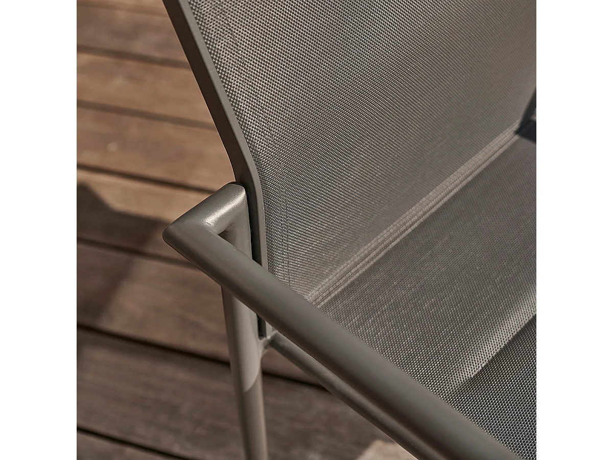 Set di 2 poltrone in alluminio e textilene grigio