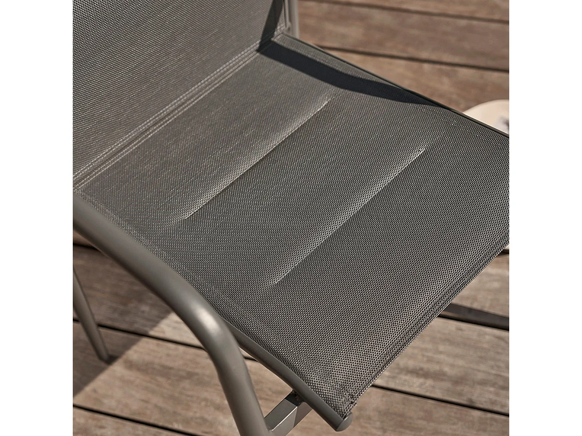 Set di 2 poltrone in alluminio e textilene grigio