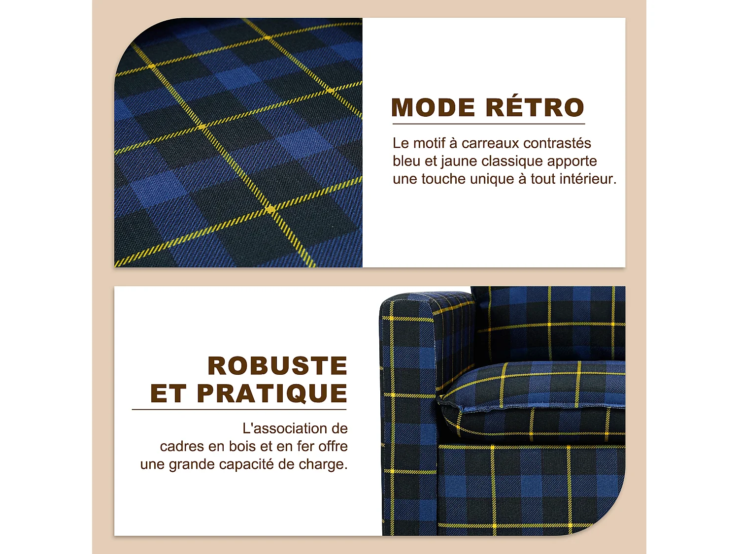 Canapé HomeMiYN - Fauteuil rotatif 360°, relaxant avec repose-tête - Pour salon, chambre et bureau - Grand et confortable - Bleu