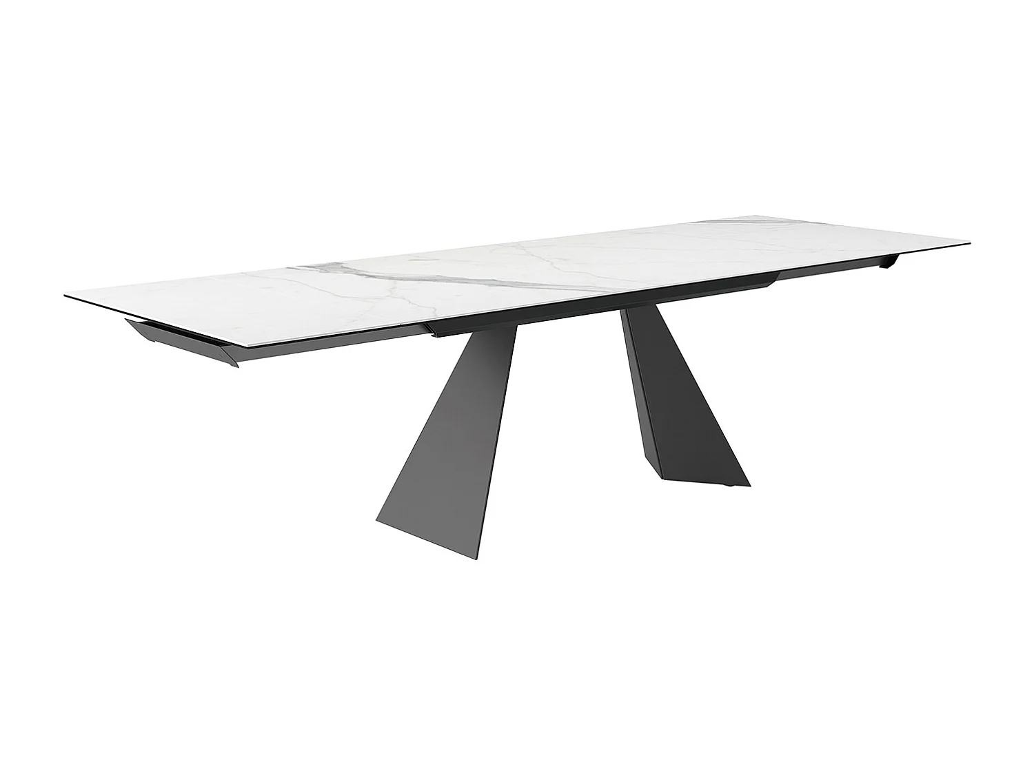 Table extensible prisma - gris charbon, rectangulaire avec bord régulier, plateau en grès porcel. statuaires très élevées