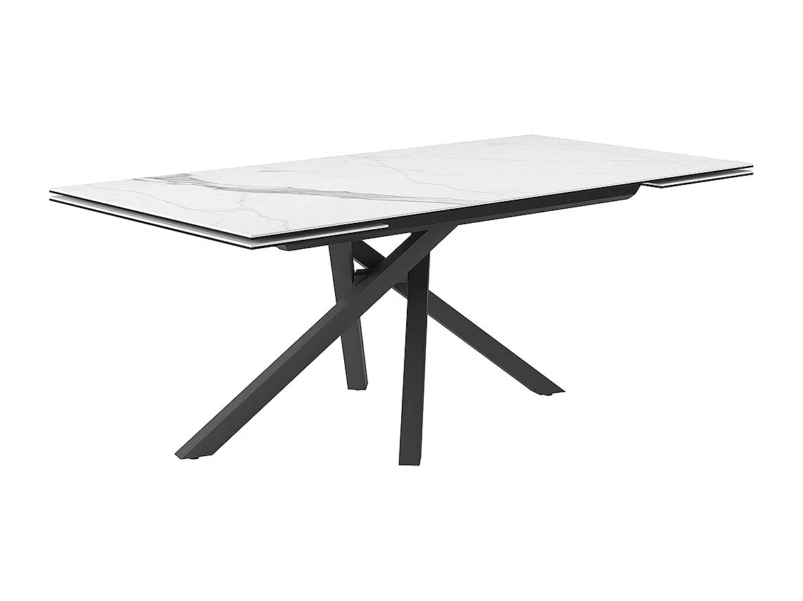 Table extensible rotative - gris charbon, rectangulaire avec bord régulier, dessus en grès porcel. statuaires très élevées