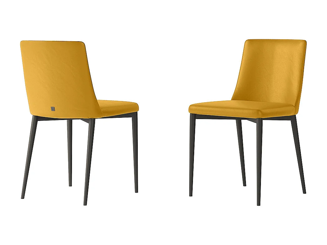 Ensemble de 2 chaises antéa structure gris charbon ocre jaune éco-cuir