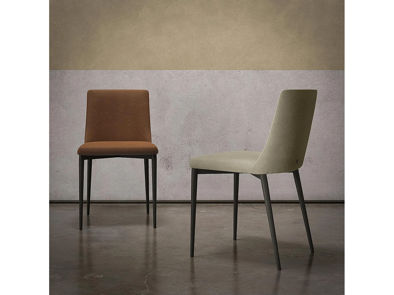 Ensemble de 2 chaises antéa tissu gris charbon teinte argent structure