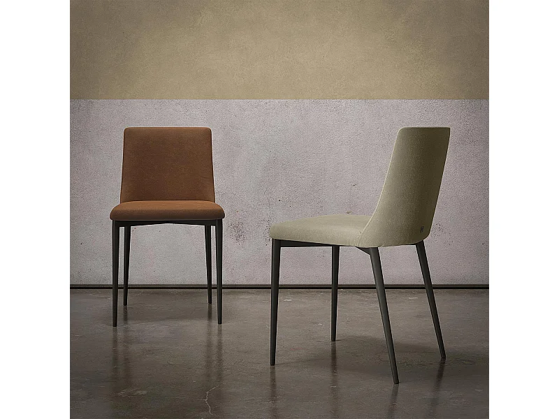 Ensemble de 2 chaises antéa tissu gris charbon teinte argent structure