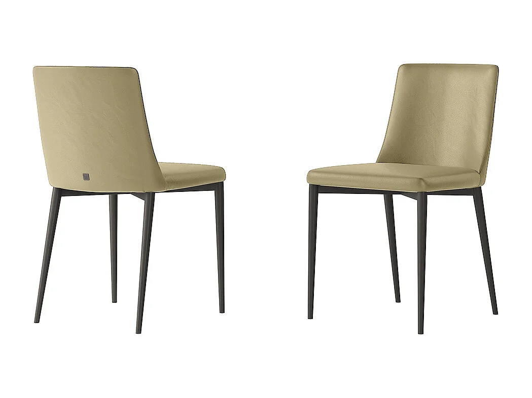 Set van 2 stoelen met antracietgrijs gebaar in beige leer