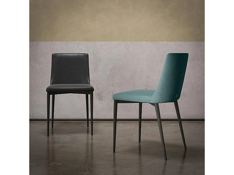 Set van 2 stoelen met antracietgrijs geraamte in lavendelleer